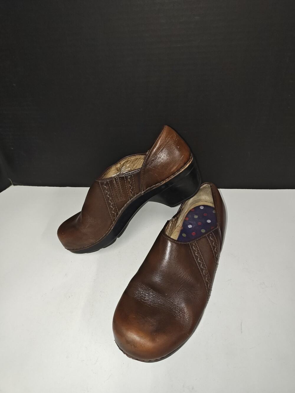 Dansko Women's Brown Leather Professional Slip On Clog Shoes Size US 6.5 EU 37